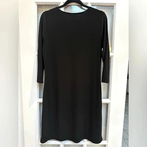 White House Black Market WHBM Black Chain Lace Up Shift Dress Size Medium M - Picture 2 of 8